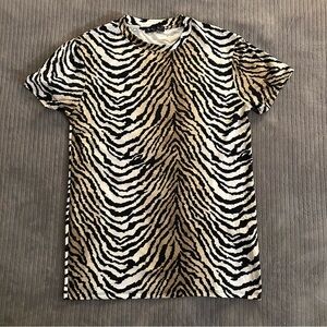 Black and Tan Short Sleeve Tee with Animal Print